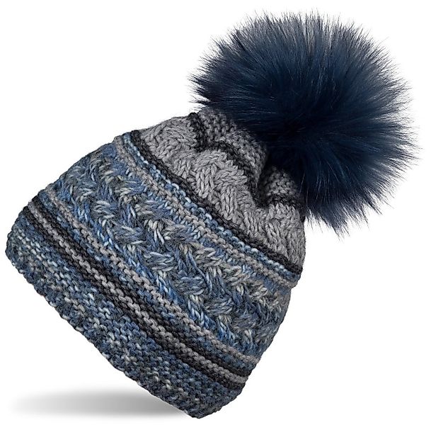 styleBREAKER Bommelmütze Strick Bommelmütze mit buntem Mustermix (1-St) günstig online kaufen