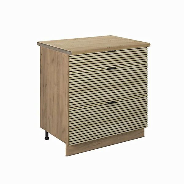 Vicco Unterschrank Fame-Line, Eiche Paneel/Goldkraft Eiche, 80 cm mit 3 Sch günstig online kaufen