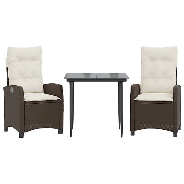 vidaXL 3-Tlg Garten-Essgruppe mit Kissen Braun Poly Rattan 3212762 günstig online kaufen