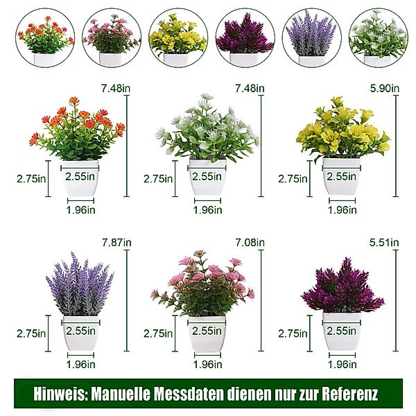 Künstliche Zimmerpflanze 6-teiliges Set künstlicher Blumentöpfe, günstig online kaufen