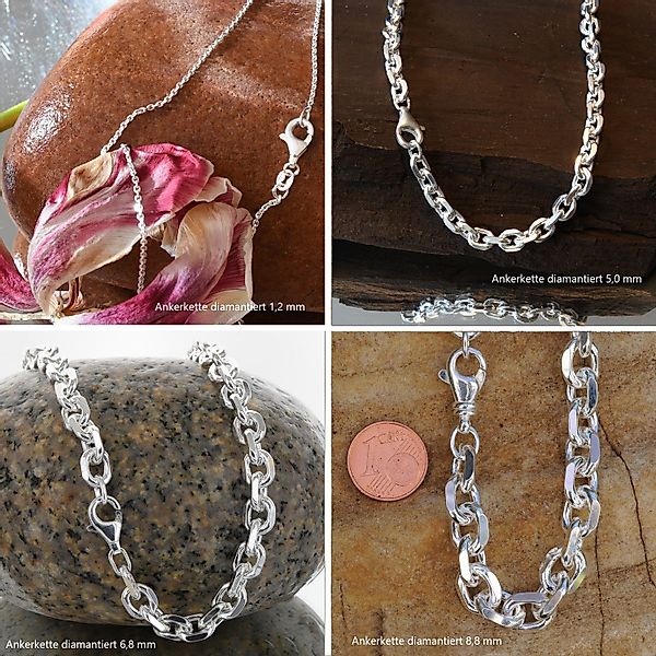 HOPLO Silberkette Ankerkette diamantiert Länge 55cm günstig online kaufen