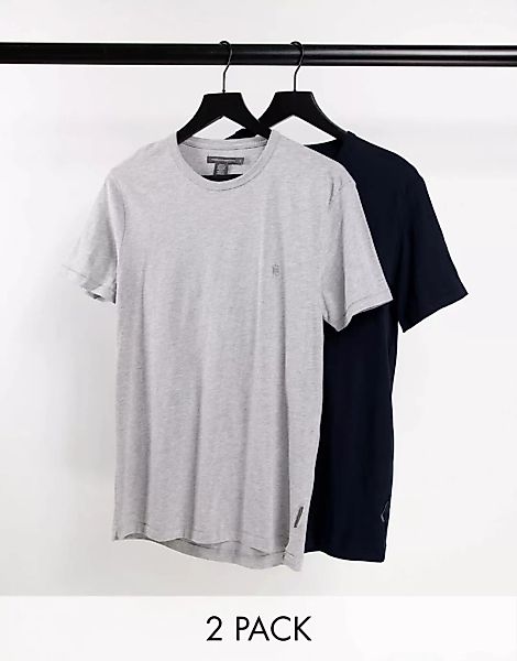French Connection – 2er-Pack T-Shirts mit Rundhalsausschnitt in Marineblau günstig online kaufen