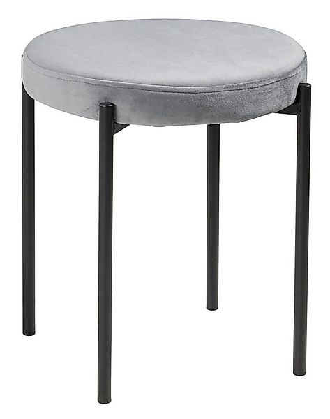 Home4You Hocker, Ø 38 cm, Grau, Schwarz, Samt, Metallgestell, stapelbar günstig online kaufen