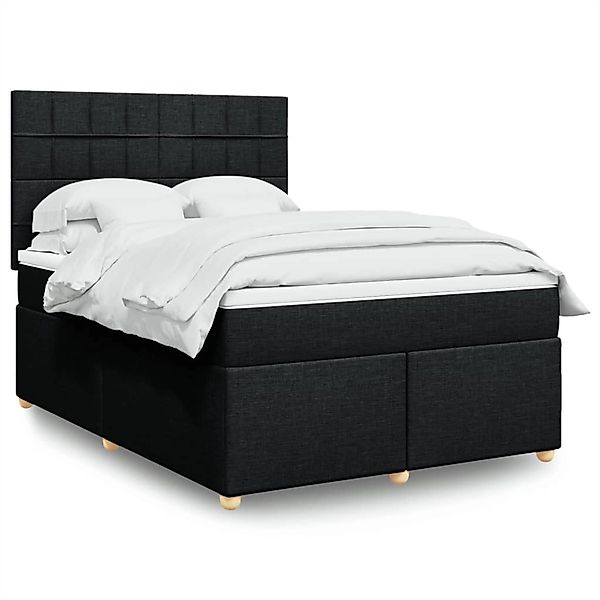 vidaXL Boxspringbett mit Matratze Schwarz 140x200 cm Stoff 3293605 günstig online kaufen