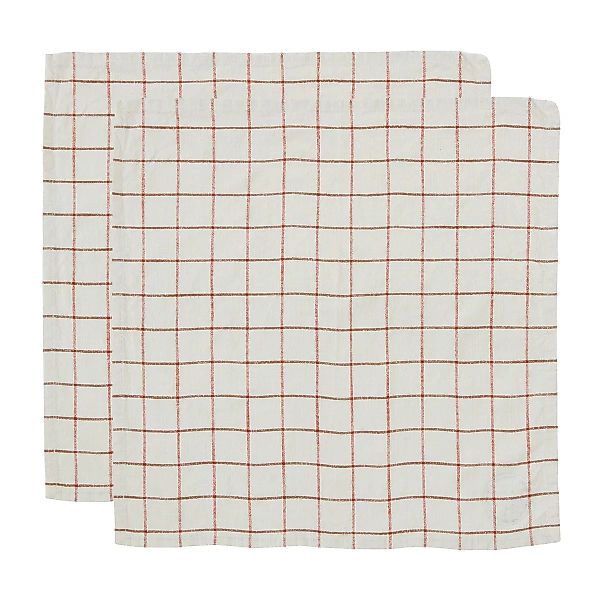 Grid Serviette 2er Pack Offwhite-red günstig online kaufen