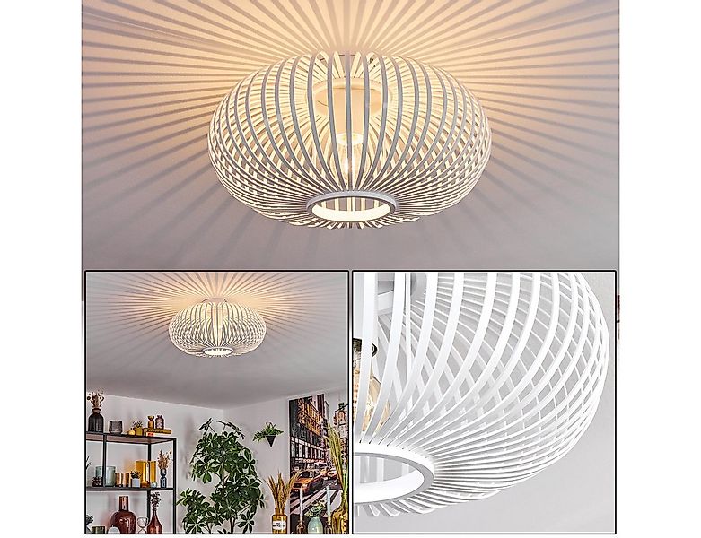 hofstein Deckenleuchte Deckenlampe aus Metall/Bambus in Weiß, ohne Leuchtmi günstig online kaufen
