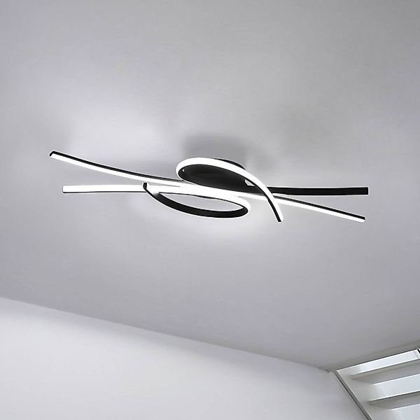 LED-Deckenlampe Biba, schwarz, Länge 100 cm, Metall, CCT günstig online kaufen