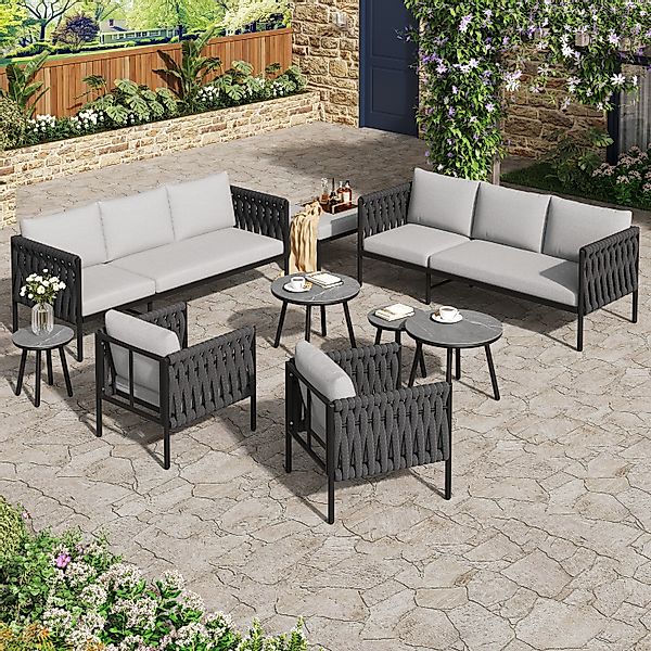 OKWISH Gartenlounge-Set Gartenmöbel-Set, Eckgarnitur mit bequemen günstig online kaufen