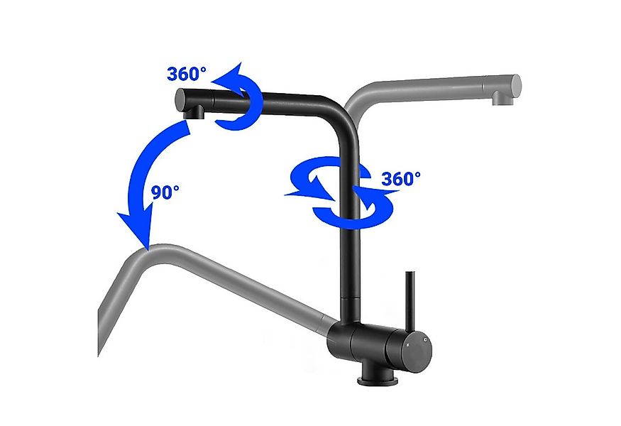 AICA Küchenarmatur Wasserhahn Küche Klappbar, 360° Schwenkbarer Hochdruck-A günstig online kaufen
