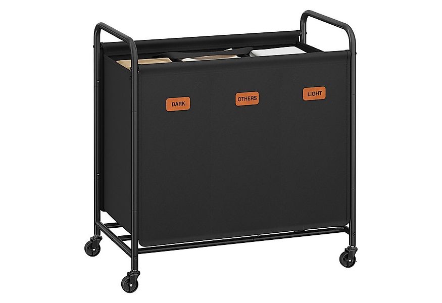 SONGMICS Wäschekorb, Wäschekorb mit Rollen, Wäschesammler 3 Fächer, 170 L W günstig online kaufen