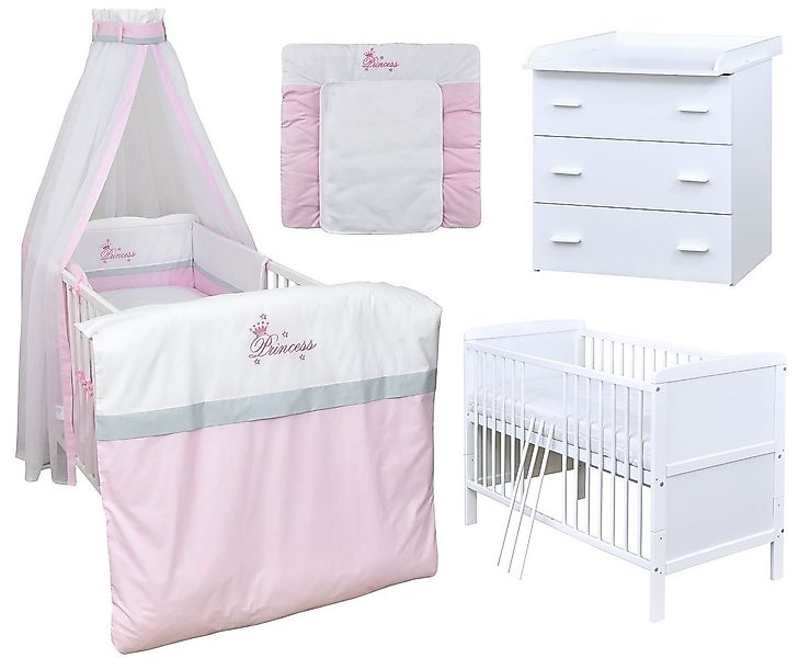 Baby-Delux Babyzimmer-Komplettset Babyzimmer 140x70 weiß Komplettset, (13-t günstig online kaufen