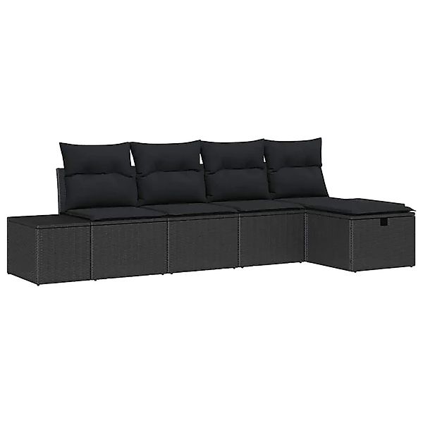 vidaXL Garten-Sofa-Set mit Kissen 5-Tlg Schwarz Poly Rattan 3359362 günstig online kaufen