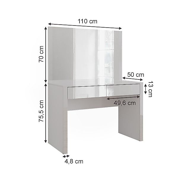 Vicco Schminktisch Annabelle, Weiß Hochglanz/Weiß, 110 günstig online kaufen