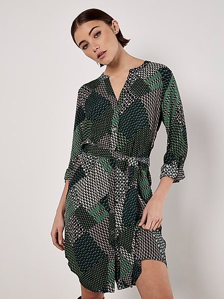 Apricot Minikleid Patchwork Hemdblusenkleid, (2-tlg., Stoffgürtel) günstig online kaufen