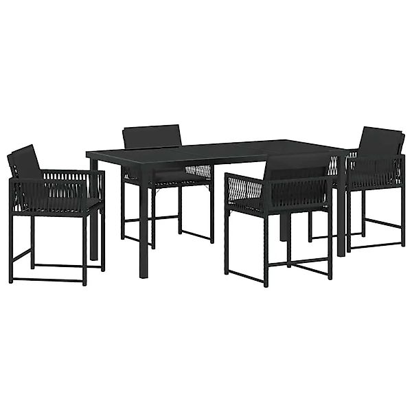 vidaXL Garten Essgruppe 5-Tlg Schwarz Poly-Rattan 3380747 günstig online kaufen