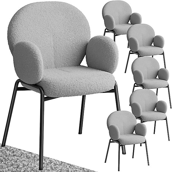 tectake Esszimmerstuhl Stuhl Scandi gepolstert, Bouclé-Stoff günstig online kaufen