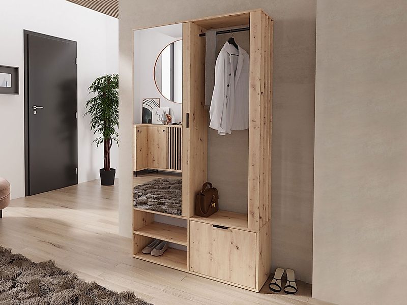 MIRJAN24 Garderoben-Set Milo, (mit Spiegel), mit Kleiderstange, Loft Stil, günstig online kaufen
