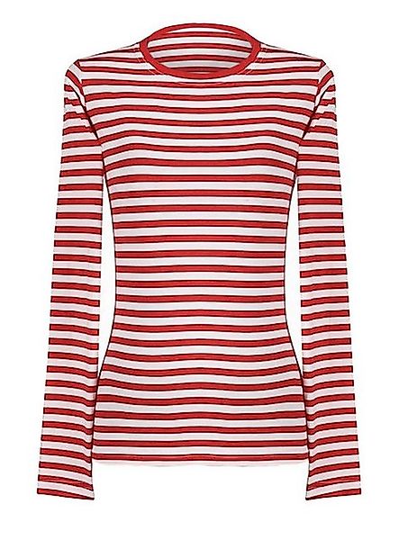 thetru T-Shirt Damen Ringelshirt langarm rot-weiß – alltagstaugli Gestreift günstig online kaufen