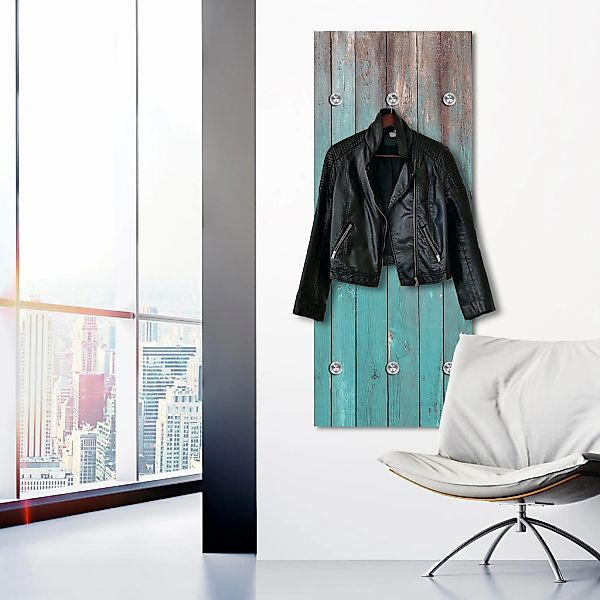 queence Garderobenleiste "Holzbretter" mit 6 Haken, 50 x 120 cm günstig online kaufen