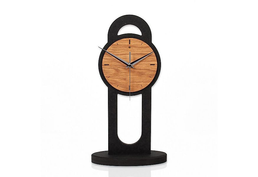 Kreative Feder Standuhr Standuhr „Brown Circle“ aus Holz, schwarze Tisch-Uh günstig online kaufen