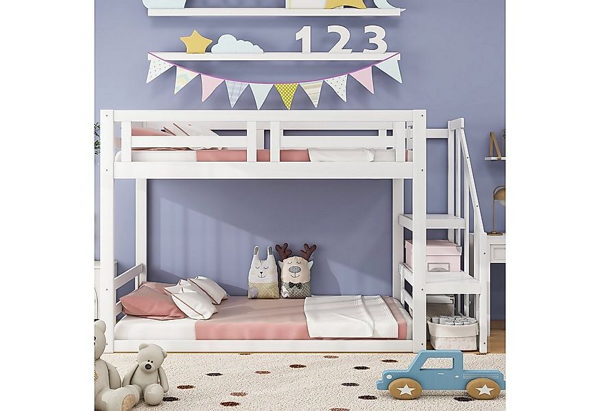 Celya Kinderbett Etagenbett 90x200cm mit Sicherheitstreppe, Etagenbettgeste günstig online kaufen