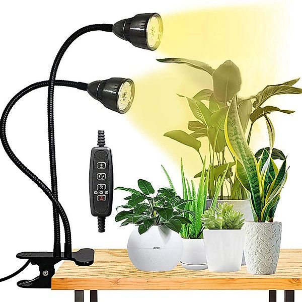 Rosnek Pflanzenlampe LED Grow Light,Doppelkopf,Vollspektrum,Timer,Clip-On,U günstig online kaufen