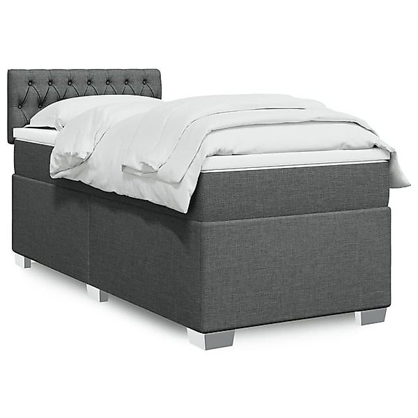 vidaXL Boxspringbett, Boxspringbett mit Matratze Dunkelgrau 90x190 cm Stoff günstig online kaufen