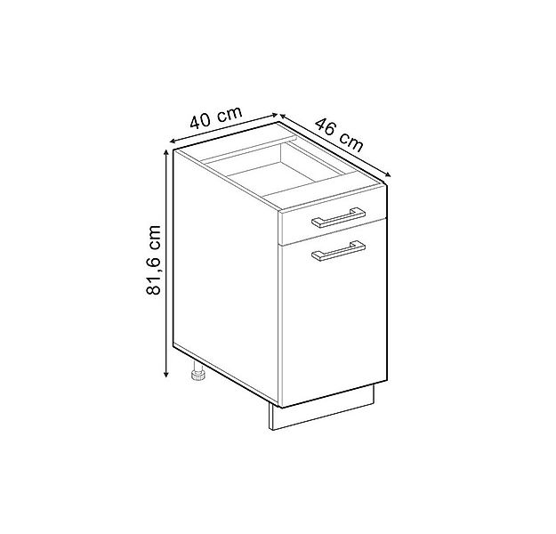 Vicco Unterschrank R-Line, Schwarz Beton/Weiß, 40 cm ohne Arbeitsplatte günstig online kaufen