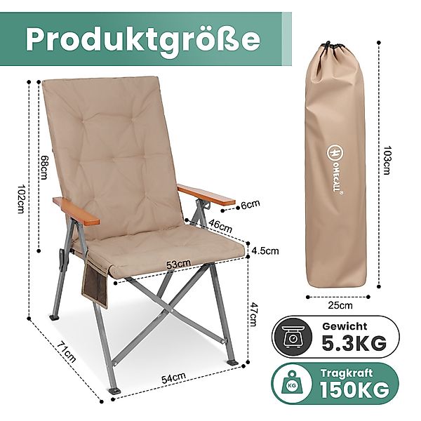 HOMECALL Campingstuhl Faltbar Hochlehner Luxus Klappstuhl günstig online kaufen