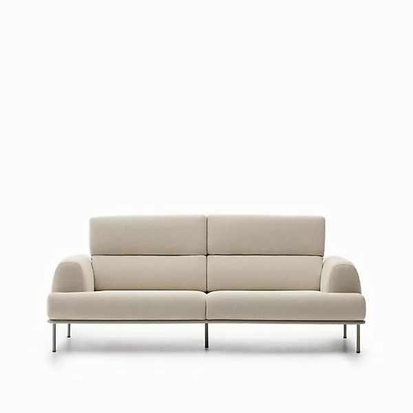 Natur24 Sofa Aurum 3-Sitzer-Sofa 108 x 234 x 76 cm Chenille Metall Ecru Gra günstig online kaufen