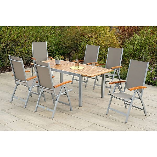 Merxx Naxos Set 7-tlg. Gartentisch 150 x 90 cm günstig online kaufen