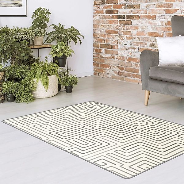 Teppich Labyrinth Muster in Grau günstig online kaufen