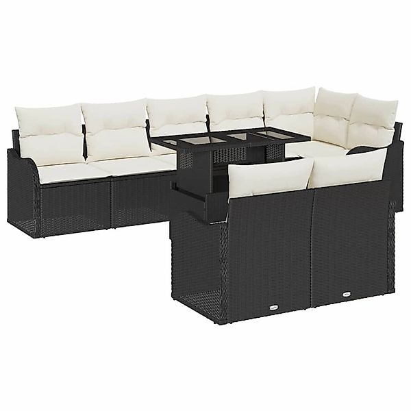vidaXL Garten-Sofa-Set mit Kissen 9-Tlg Schwarz Poly Rattan 3348483 günstig online kaufen