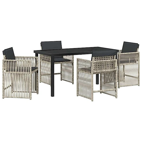 vidaXL Garten Essgruppe 5-Tlg Hellgrau Poly Rattan 3380666 günstig online kaufen