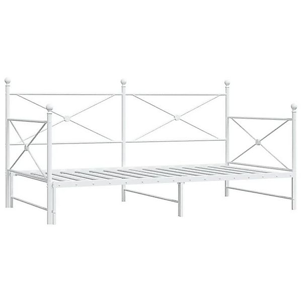 vidaXL Bett Tagesbett Ausziehbar ohne Matratze Weiß 100x190 cm Stahl günstig online kaufen