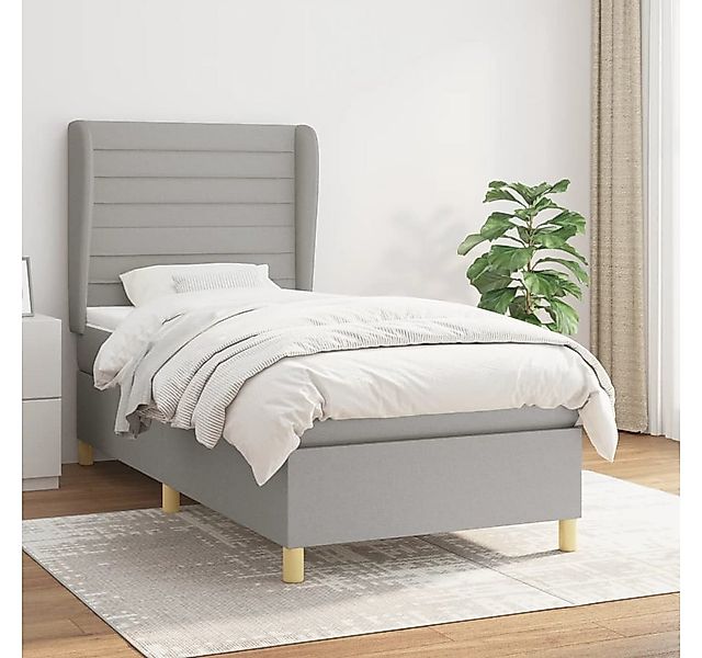 vidaXL Boxspringbett Boxspringbett mit Matratze Hellgrau 90x200 cm Stoff Be günstig online kaufen
