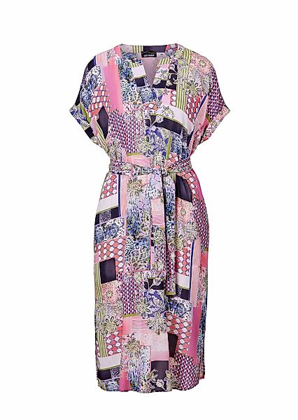 GOLDNER Sommerkleid "Kurzgröße Kleid mit V-Ausschnitt" Nahttaschen Bindegür günstig online kaufen