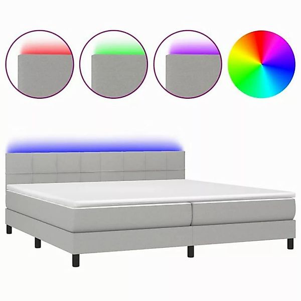 vidaXL Boxspringbett Boxspringbett mit Matratze LED Hellgrau 200x200 cm Sto günstig online kaufen