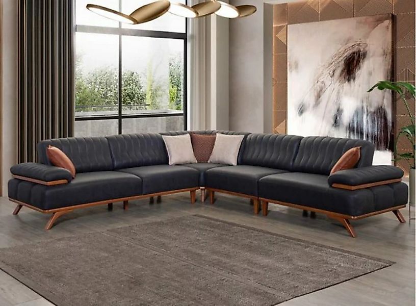 JVmoebel Ecksofa Schwarzes Ecksofa Designer L-Form Luxuriöses Wohnzimmer Si günstig online kaufen