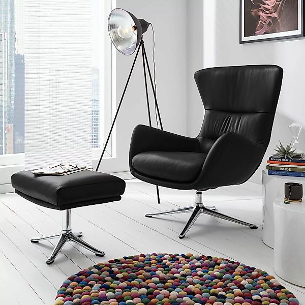 home24 Studio Copenhagen Sessel Hepburn III Schwarz Echtleder 84x99x96 cm ( günstig online kaufen