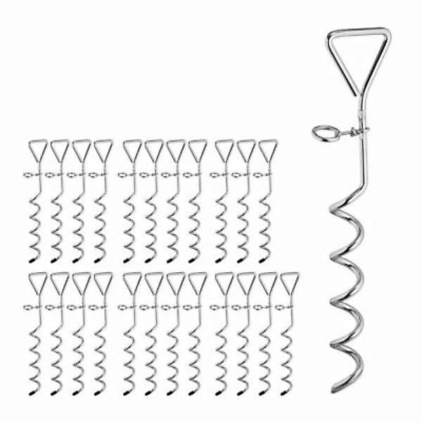 relaxdays 24 x Spiralhering Stahl silber günstig online kaufen
