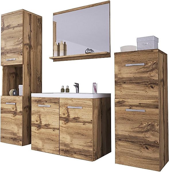 welltime Badmöbel-Set PARLA, (Komplett-Set, 5-St), Waschtisch inkl. Waschbe günstig online kaufen