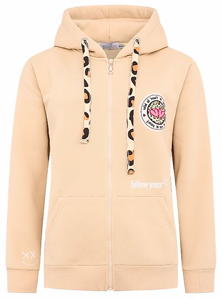 Zwillingsherz Kapuzensweatjacke, Leo-Details, Langarm, Reißverschluss, Baum günstig online kaufen