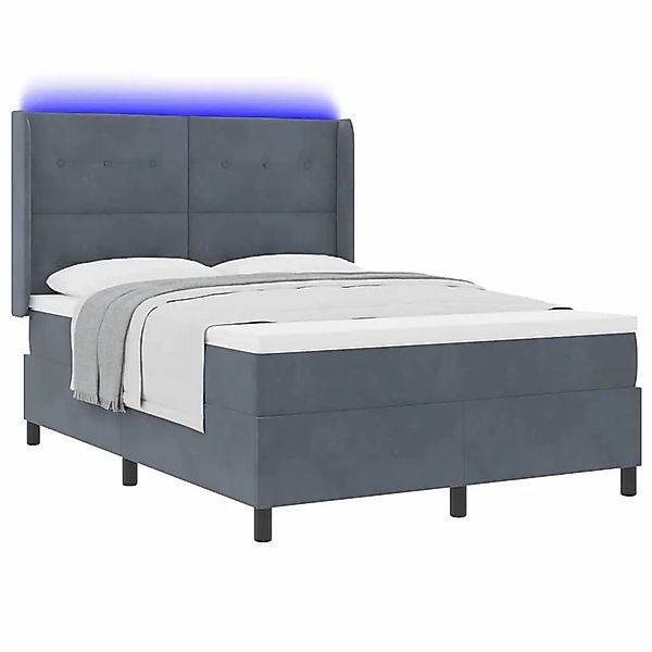 vidaXL Boxspringbett mit LED-Lichtleisten Dunkelgrau 140 x 190 cm Samt 3343 günstig online kaufen