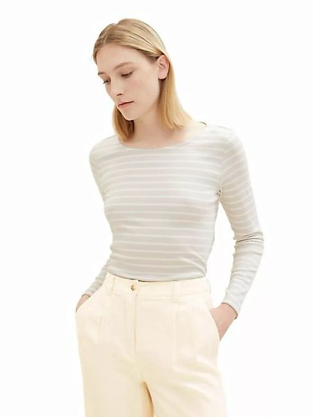 TOM TAILOR T-Shirt Langarm Shirt Dünner Basic Rundhals Pullover Gestreift 6 günstig online kaufen