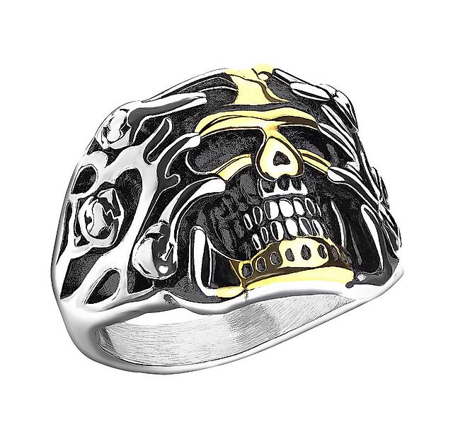 Taffstyle Fingerring Ring Totenkopf Schädel Biker Rocker Edelstahl Silber G günstig online kaufen