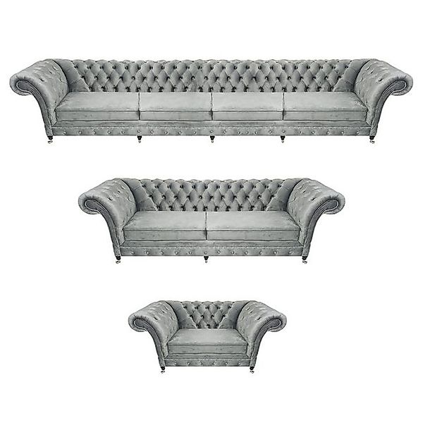 JVmoebel Chesterfield-Sofa Designer Möbel Grau Chestefield Wohnzimmer Sofag günstig online kaufen