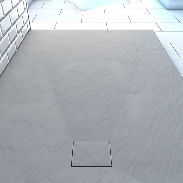 Aurlane Duschwanne Extraflach Stone Rechteck 140 cm x 90 cm Grau günstig online kaufen