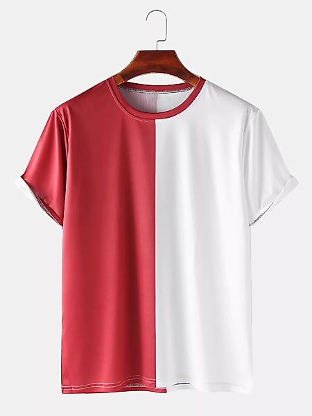 Herren Colorblock Atmungsaktive und dünne lässige T-Shirts mit rundem Hals günstig online kaufen