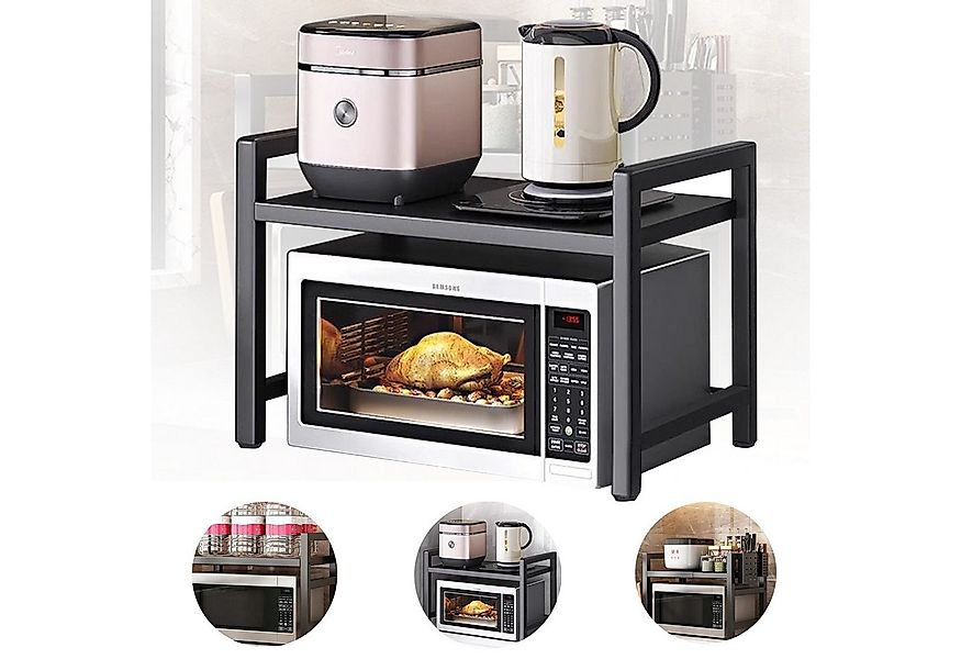 OKWISH Küchenregal Mikrowellenregal Bäckerregal Gewürzregal mit 6 Haken, 2- günstig online kaufen